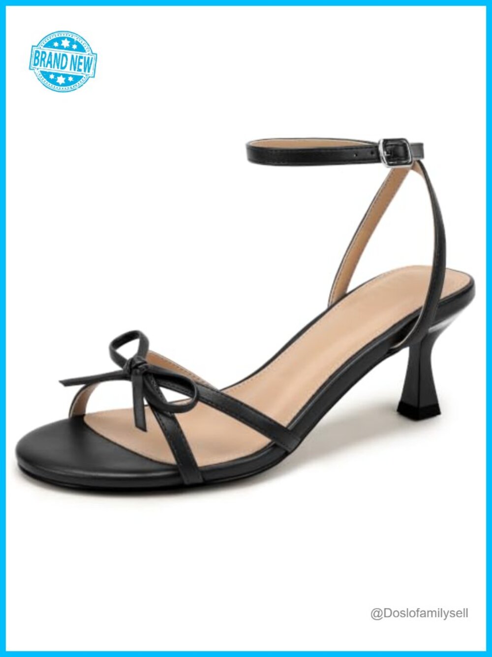 IDIFU Bow Kitten Heel Slingback Strappy Open Toe Heeled Sandals